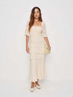 NEW Reformation Laverna Dress In Cream Size 6
